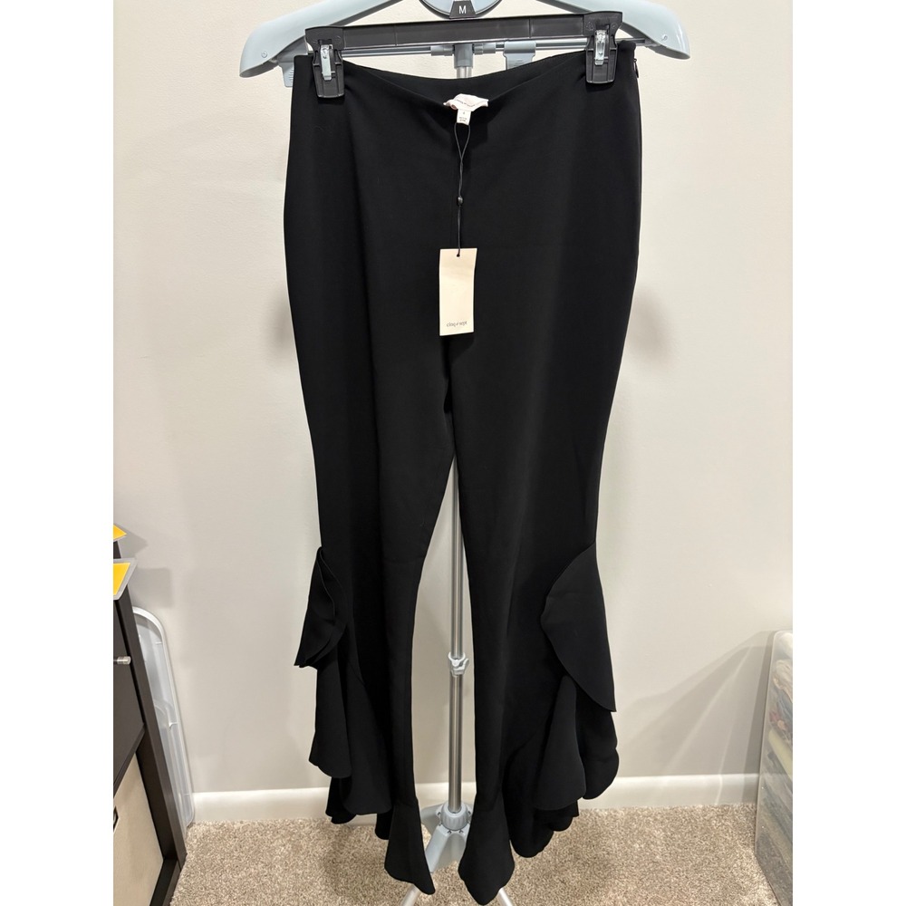 NWT Cinq A Sept Helena Pant Size 4 Ruffle Leg High Waisted Quiet Luxury Party